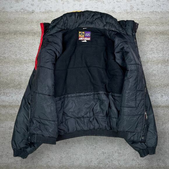 Vintage Ski Doo Puffer Ski Jacket Red Black Nylon Full Zip Insulated 90s - Picture 2 of 5